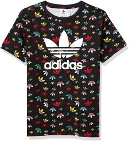 img 2 attached to 👚 Одежда для девочек Adidas Originals: черная футболка с разноцветным принтом.