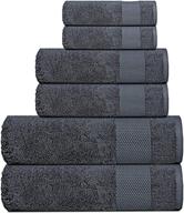 🛀 bioweaves gots certified 100% organic cotton plush towel set- 700 gsm, 6-piece set with 2 bath towels, 2 hand towels & 2 washcloths - charcoal logo