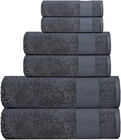 img 4 attached to 🛀 BIOWEAVES GOTS Certified 100% Organic Cotton Plush Towel Set- 700 GSM, 6-Piece Set with 2 Bath Towels, 2 Hand Towels & 2 Washcloths - Charcoal