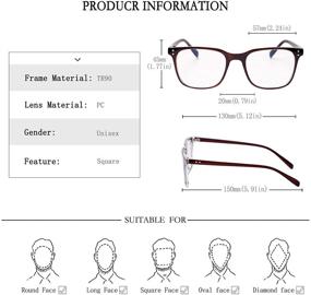 img 2 attached to 👓 Vintage Square Blue Light Blocking Glasses: Computer Game Eyeglasses with Lightweight Frame & Clear Lens Eyewear