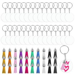 img 4 attached to 🔑 BigOtters Acrylic Keychain Blanks - Transparent Circle Discs, 120pcs Clear Keychains with 30pcs Acrylic Blanks, 30pcs Keychain Tassels, 30pcs Key Chain Rings, and 30pcs Jump Rings for DIY Keychain Crafting