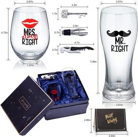 img 3 attached to Novelty Wine and Beer Glass Combo: Perfect Funny Wedding Gift for Mr. Right and Mrs. Always Right - Ideal for Christmas, Anniversary, Valentines, Engagement, or Newlywed Couples!