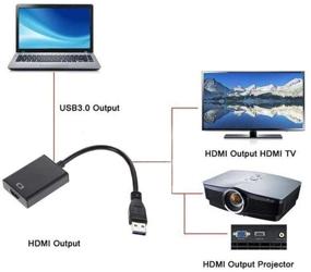 img 3 attached to 🖥️ 1080P HD USB 3.0 to HDMI адаптер с аудиовыходом - многомониторный видеографический конвертерный кабель для ноутбука Windows XP / 7/8 / 8.1/10 HDTV ТВ ПК [не поддерживается MAC и Vista]