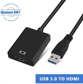 img 1 attached to 🖥️ 1080P HD USB 3.0 to HDMI адаптер с аудиовыходом - многомониторный видеографический конвертерный кабель для ноутбука Windows XP / 7/8 / 8.1/10 HDTV ТВ ПК [не поддерживается MAC и Vista]