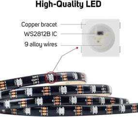 img 2 attached to 🔮 WS2812B ECO LED Strip - BTF-LIGHTING Chasing Effects 5050SMD - Individually Addressable 16.4FT 30Pixels/m 150Pixels Flexible Black FPCB - Dream Color IP65 Waterproof - Perfect for Bedroom DIY Projects - DC5V