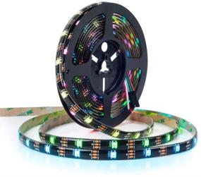 img 4 attached to 🔮 WS2812B ECO LED Strip - BTF-LIGHTING Chasing Effects 5050SMD - Individually Addressable 16.4FT 30Pixels/m 150Pixels Flexible Black FPCB - Dream Color IP65 Waterproof - Perfect for Bedroom DIY Projects - DC5V