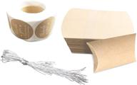 🎁 коробки-подушки из крафт-бумаги ebunyh 50 шт + серебряные резинки + наклейки "спасибо" из крафт-бумаги - идеально подходят для упаковки малого бизнеса, подарков, ювелирных изделий и конфет. логотип
