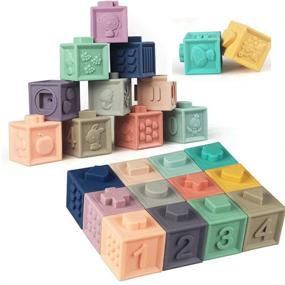 img 4 attached to 🧩 Soft Stacking Blocks: Montessori-inspired Sensory Bath Toys for Babies 6-24 Months