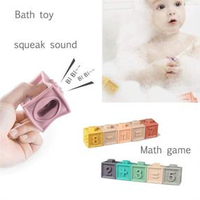 img 2 attached to 🧩 Soft Stacking Blocks: Montessori-inspired Sensory Bath Toys for Babies 6-24 Months