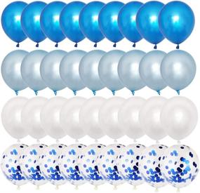 img 3 attached to 🎈 Pack of 50 Blue and White 12-Inch Latex Party Balloons - Includes Blue Confetti Balloons, Helium Balloons, and 2 Curling Ribbons - Ideal for Baby Showers, Bridal Showers, Birthdays, Weddings, Proposal Parties, and Colorful Decorations