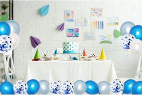 img 1 attached to 🎈 Pack of 50 Blue and White 12-Inch Latex Party Balloons - Includes Blue Confetti Balloons, Helium Balloons, and 2 Curling Ribbons - Ideal for Baby Showers, Bridal Showers, Birthdays, Weddings, Proposal Parties, and Colorful Decorations