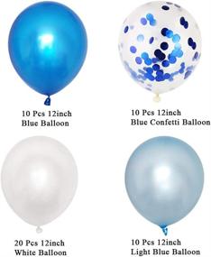 img 2 attached to 🎈 Pack of 50 Blue and White 12-Inch Latex Party Balloons - Includes Blue Confetti Balloons, Helium Balloons, and 2 Curling Ribbons - Ideal for Baby Showers, Bridal Showers, Birthdays, Weddings, Proposal Parties, and Colorful Decorations