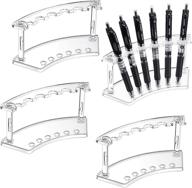 ✏️ clear plastic pen holder set - 4 pack pen display stand with 6 slots for eyebrow pens, makeup brushes, and office & store organization логотип