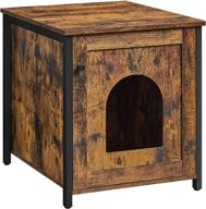 vasagle cat litter box furniture: hidden enclosure cabinet & washroom, rustic brown and black, single door, end table, upcl611b01 logo