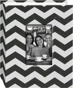 img 3 attached to 📷 Pioneer Photo Albums CHEV-100 Chevron Fabric Frame Photo Album, 100 Pockets, 4 x 6, Black and White - Improved SEO