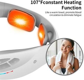 img 1 attached to Smart Neck Massager LANDWIND: Беспроводной глубокий массаж с подогревом, интеллектуальная электротерапия для снятия боли - 4 режима, 8 уровней, USB-зарядка и пульт управления.