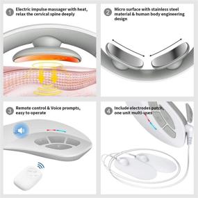 img 3 attached to Smart Neck Massager LANDWIND: Беспроводной глубокий массаж с подогревом, интеллектуальная электротерапия для снятия боли - 4 режима, 8 уровней, USB-зарядка и пульт управления.