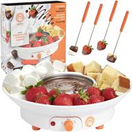 🍫 deluxe electric dessert fountain fondue pot set - masterchef chocolate fondue maker with 4 forks & party serving tray logo