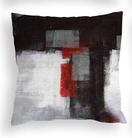 img 1 attached to Set of 4 COLORPAPA Red and Black Throw Pillow Covers 18x18 with Grey Abstract Art Painting - Decorative Cushion Covers for Sofa, Bedroom, and Living Room Décor