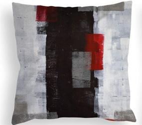 img 3 attached to Set of 4 COLORPAPA Red and Black Throw Pillow Covers 18x18 with Grey Abstract Art Painting - Decorative Cushion Covers for Sofa, Bedroom, and Living Room Décor