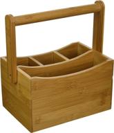 🎋 bamboo wood flatware caddy with folding handle by lipper international: organize cutlery in style! логотип