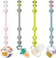 👶 smautolife 4pk stretchable silicone pacifier clips: toy safety straps for baby toddler teether, bottle, strollers, high chair, shopping cart, cribs & exersaucer logo