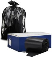 🗑️ plasticplace contractor trash bags 42 gallon - 3.0 mil - flaps - black heavy duty garbage bag - 32.6” x 47.6” (50 count) logo