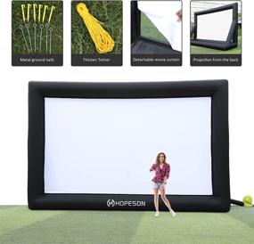 img 2 attached to 🎥 Hopeson 16-Foot Outdoor Inflatable Movie Projector Screen - Portable Blow-Up Cinema TV Screen, Motorized Black Theater Screen for Backyard Rear Projection