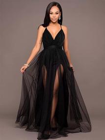 img 1 attached to 👗 XXTAXN Elegant Deep V Neck Split Cocktail Party Formal Bridesmaid Maxi Dress for Women