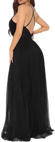 img 3 attached to 👗 XXTAXN Elegant Deep V Neck Split Cocktail Party Formal Bridesmaid Maxi Dress for Women