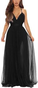 img 4 attached to 👗 XXTAXN Elegant Deep V Neck Split Cocktail Party Formal Bridesmaid Maxi Dress for Women