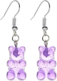 img 1 attached to Set of 7-14 Cute Colorful Gummy Resin Cartoon Bear Dangle Drop Earrings for Women and Girls - Lovely Lightweight Candy Color Glitter Animal Pendant Earrings for Parties - Jewelry Gift