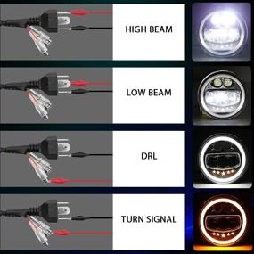 img 1 attached to 🚙 7-Inch LED Headlight Round Smile Halo H6024 with Amber Turn Signal - DOT Approved for Jeep Wrangler JK TJ CJ 1997-2018