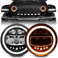 🚙 7-inch led headlight round smile halo h6024 with amber turn signal - dot approved for jeep wrangler jk tj cj 1997-2018 logo