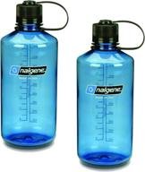 💧 nalgene narrow mouth 1 qt everyday water bottle - 2 pack | slate blue with black lid - premium quality hydration set логотип