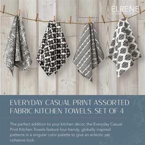 img 3 attached to 👕 Set of 4 Elrene Home Fashions Everyday Casual Prints Kitchen Towels, Cotton Dish Towels, Black, 17x28 Inches