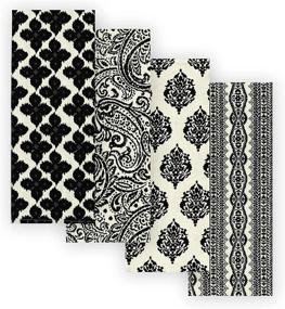 img 4 attached to 👕 Set of 4 Elrene Home Fashions Everyday Casual Prints Kitchen Towels, Cotton Dish Towels, Black, 17x28 Inches