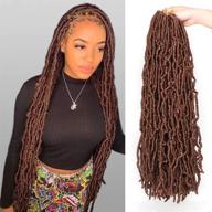 🔥 24-дюймовые волосы faux locs hair extensions - предварительно петля synthetic goddess locs для женщин - 6 пачек, безузельный стиль, естественные волнистые косы (24 дюйма, 30#) логотип