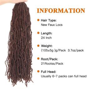 img 3 attached to 🔥 24-дюймовые волосы Faux Locs Hair Extensions - предварительно петля Synthetic Goddess Locs для женщин - 6 пачек, безузельный стиль, естественные волнистые косы (24 дюйма, 30#)