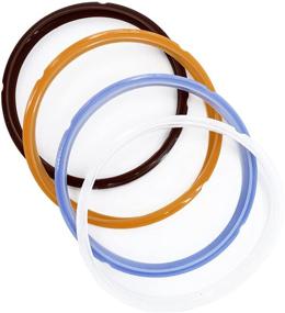 img 3 attached to 🔶 Lozom Silicone Sealing Ring Set - 4pcs in Orange, Transparent White, Sky Blue, and Rich Brown for 5qt/6qt Pressure Cookers