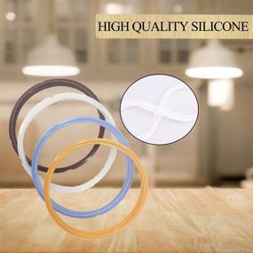 img 1 attached to 🔶 Lozom Silicone Sealing Ring Set - 4pcs in Orange, Transparent White, Sky Blue, and Rich Brown for 5qt/6qt Pressure Cookers