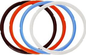 img 4 attached to 🔶 Lozom Silicone Sealing Ring Set - 4pcs in Orange, Transparent White, Sky Blue, and Rich Brown for 5qt/6qt Pressure Cookers