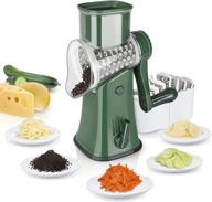 veook rotary cheese grater with handle & 4 sets blades - manual shredder for vegetables, fruits, and more! multi-function crank slicer grinder kitchen tool (green) logo