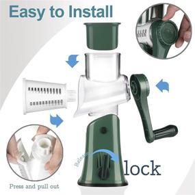 img 2 attached to Veook Rotary Cheese Grater with Handle & 4 Sets Blades - Manual Shredder for Vegetables, Fruits, and More! Multi-Function Crank Slicer Grinder Kitchen Tool (Green)