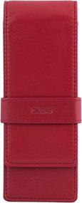 img 4 attached to DiLoro Red Leather Triple Pen Case Pencil Pouch Holder 🖋️ for Fountain, Ballpoint, Rollerball Pens and Pencils - Stylish and Functional Organizer