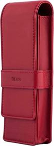 img 3 attached to DiLoro Red Leather Triple Pen Case Pencil Pouch Holder 🖋️ for Fountain, Ballpoint, Rollerball Pens and Pencils - Stylish and Functional Organizer