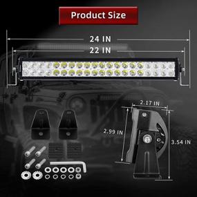 img 3 attached to 🔦 YITAMOTOR Светодиодная лента длиной 22 дюйма, 120 Вт, комбо + 2 прожектора - Всеобъемлющий набор освещения для внедорожной езды с установочным комплектом проводов для Джипа, пикапа, грузовика, квадроцикла, лодки и многого другого - Защита от воды по стандарту IP68