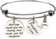 💖 jjtzx daughter in law gift - the bond of marriage made you family, love made you my daughter bracelet logo