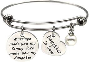 img 4 attached to 💖 JJTZX Daughter in Law Gift - The Bond of Marriage Made You Family, Love Made You My Daughter Bracelet