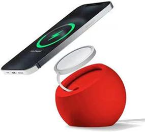 img 4 attached to 🔌 HOSNNER Stand for MagSafe Charger: Silicone Holder for Convenient Desk Charging - Compatible with iPhone 12 Series [Red]